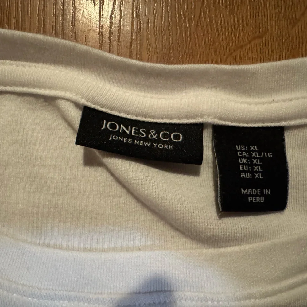 Jones New York White Top 3/4 Sleeve Classic Wardrobe Staple Size XL - Picture 2 of 8
